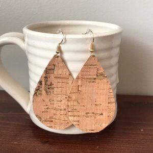 Classic Cork and Gold Teardrop Earring